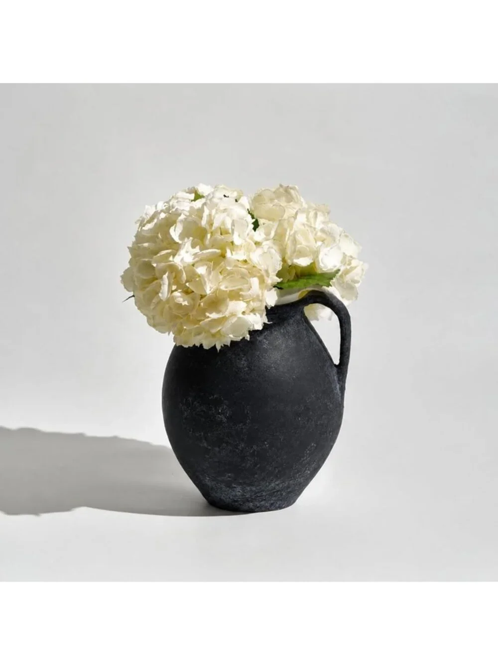 Large Black Ceramic Zen Vase 11.2” | Distressed Farmhouse Decor & Pottery